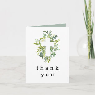 Invitation Eucalyptus Cross Baptême Christening Merci