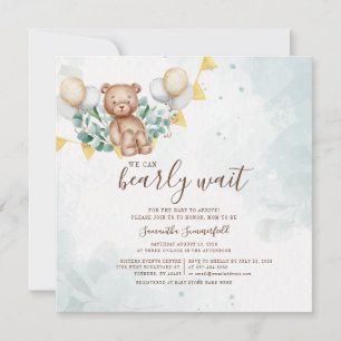 Invitation Eucalyptus de l'ours Baby shower d'aquarelle