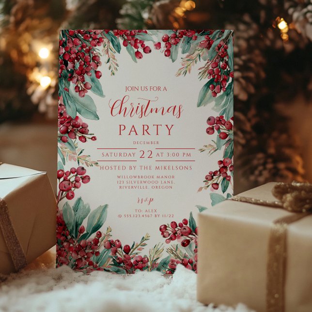 Invitation Eucalyptus de Noël et pin (Créateur téléchargé)