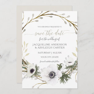 Invitation Eucalyptus de saule gris moderne Enregistrer la da