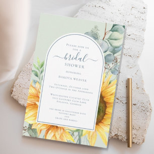 Invitation Eucalyptus de tournesol en aquarelle Fête des mari