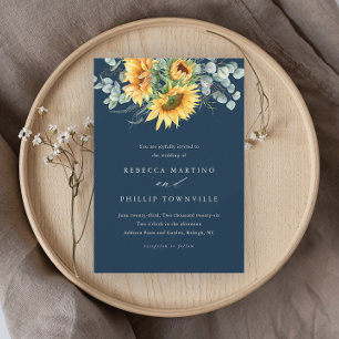 Invitation Eucalyptus de tournesol rustique Mariage élégant