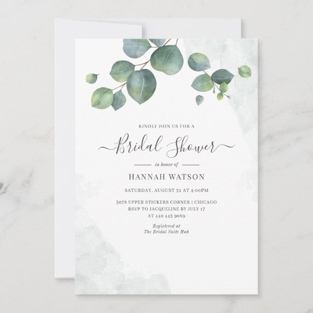 Invitation Eucalyptus de verdure Fête de mariage Florale (Devant)