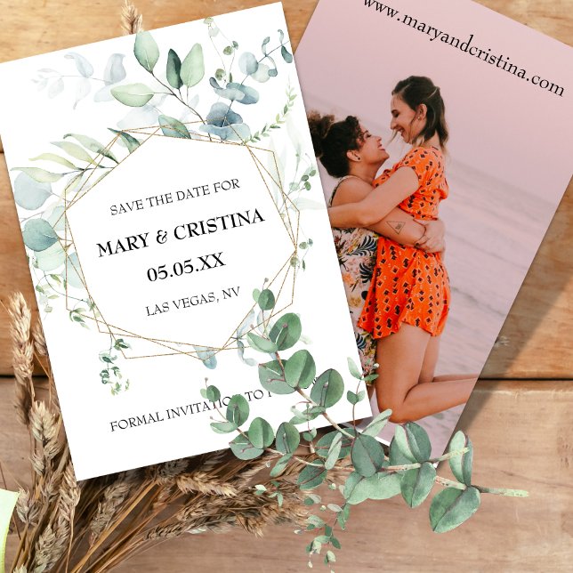 Invitation Eucalyptus Design Enregistrer La Date Photo Faire- (Créateur téléchargé)