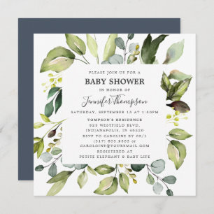 Invitation Eucalyptus élégant au Baby shower verdoyant