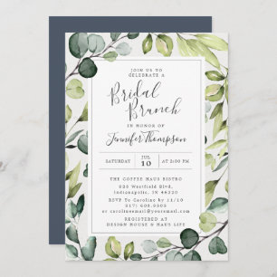 Invitation Eucalyptus élégant avec la Fête de la mariée de