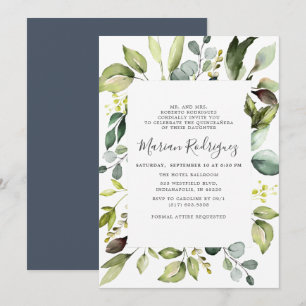 Invitation Eucalyptus élégant avec verdure Quiceañera
