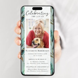 Invitation Eucalyptus Élégant Photo Funérailles Digital Evite