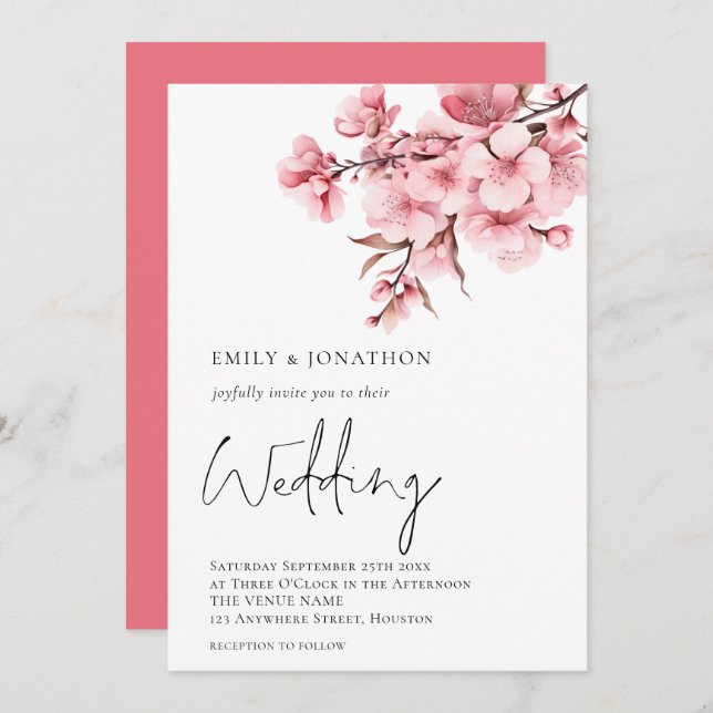 Invitation Eucalyptus Elegant script Sage Wedding (Devant / Derrière)