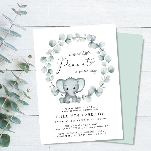 Invitation Eucalyptus éléphant Bébé arroser (Créateur téléchargé)