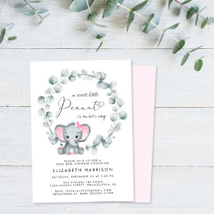Invitation Eucalyptus éléphant bébé fille saupoudrer