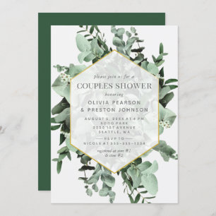 Invitation Eucalyptus et verdure Aquarelle Couples Douche