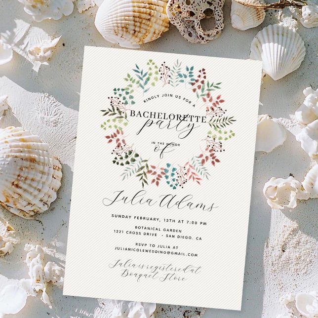 Invitation Eucalyptus Fall Leaf Wreath Bacheloration Party (Créateur téléchargé)