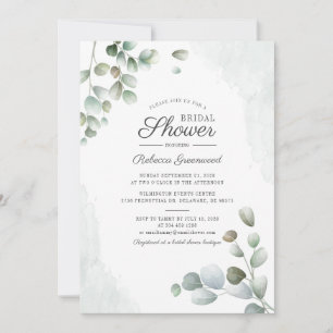 Invitation Eucalyptus Fête des mariées Aquarelle Succulente