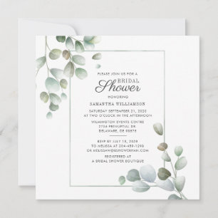 Invitation Eucalyptus Fête des mariées Script Verdure Foliage