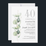 Invitation Eucalyptus fête du 40e anniversaire<br><div class="desc">Créez facilement vos propres invitations d'anniversaire en utilisant notre modèle d'aquarelle Eucalyptus Greenery budget en cliquant sur le bouton "Personnaliser". Parfait pour tout âge et facilement être réaffecté pour d'autres événements spéciaux lorsque vous cliquez sur "Modifier à l'aide de l'outil de conception"</div>