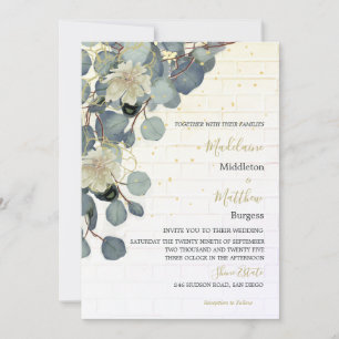 Invitation Eucalyptus Feuille Floral Brick Rustique Mariage o