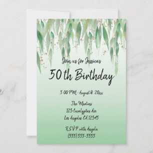 Invitation Eucalyptus Feuille Green Ombre 50e anniversaire