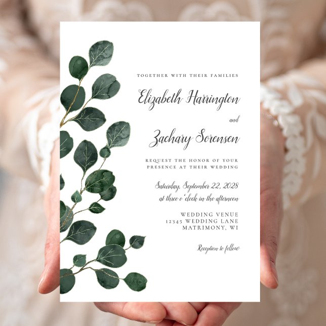 Invitation Eucalyptus Feuille Mariage d'aquarelle (Créateur téléchargé)