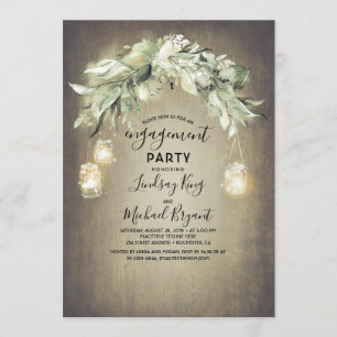 Invitation Eucalyptus Feuille Verdure Rustique Engagement Par