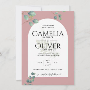 Invitation Eucalyptus Feuilles superposition Mariage Arche