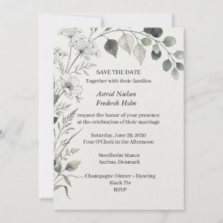 Invitation Eucalyptus Fleur Sauvage Botanique Épargne La Date