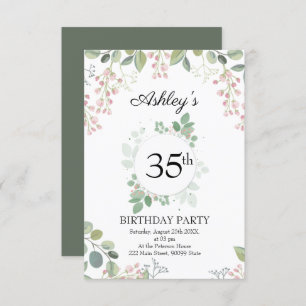 Invitation Eucalyptus Fleurs & Wreath Anniversaire