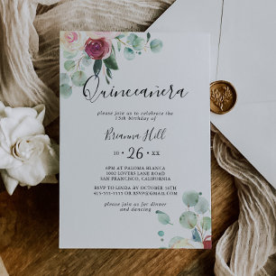 Invitation Eucalyptus Floral Quinceañera