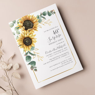 Invitation Eucalyptus Floral Tournesol 40e fête d'anniversair