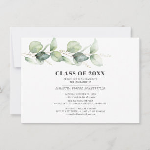 Invitation Eucalyptus Foliage Green Graduation 2022 Party