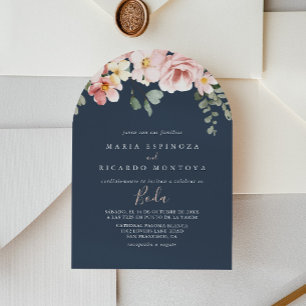 Invitation Eucalyptus Garden Rose Floral Espagnol Mariage