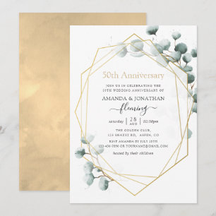 Invitation Eucalyptus Géométrique 50e Anniversaire de Mariage