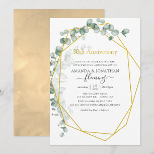 Invitation Eucalyptus Géométrique 50e Anniversaire de Mariage