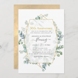 Invitation Eucalyptus Géométrique 50e anniversaire Mariage