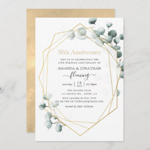 Invitation Eucalyptus Géométrique 50e anniversaire Mariage