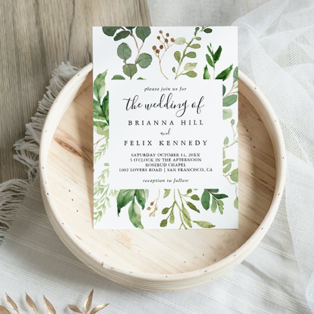 Invitation Eucalyptus géométrique Brown Floral Le Mariage de (Créateur téléchargé)