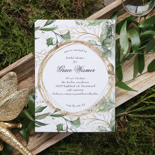 Invitation Eucalyptus Gold Boho Cercles Pampas Fête des marié