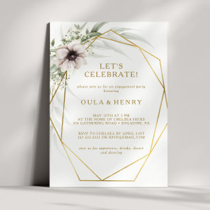 Invitation Eucalyptus Gold Géométrique Célébrons