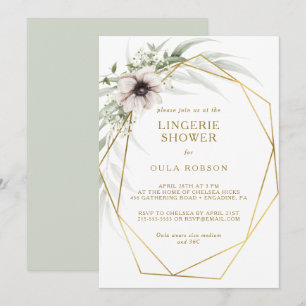 Invitation Eucalyptus Gold Lingerie géométrique Douche