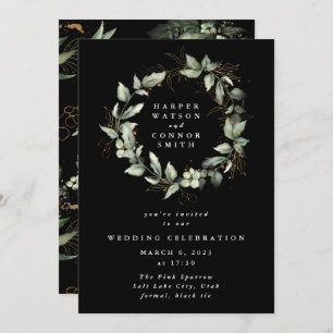 Invitation Eucalyptus Gold Noir Premium Wreath Verdure Moss