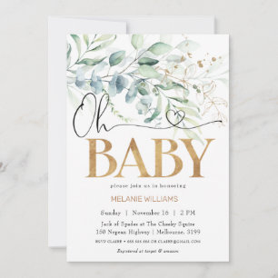 Invitation Eucalyptus Gold Oh Baby Baby shower