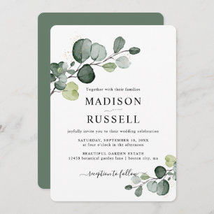 Invitation Eucalyptus Gold Splatter Mariage de verdure