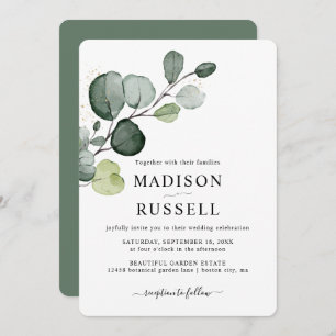 Invitation Eucalyptus Gold Splatter Mariage de verdure