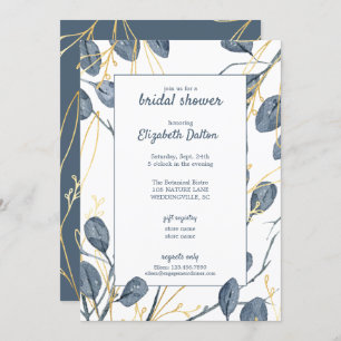 Invitation Eucalyptus & Gold Watercolor Garden Fête des marié