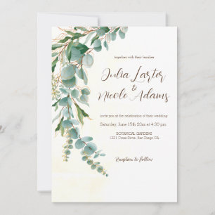 Invitation Eucalyptus Golden Blush Botanical Leave Mariage