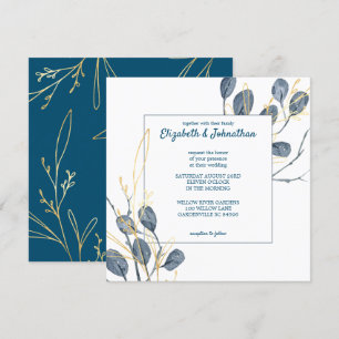 Invitation Eucalyptus Golden Garden Floral Mariage