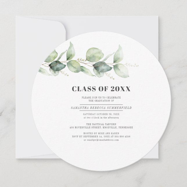 Invitation Eucalyptus Grad 2022 Succulent Graduation Party (Devant)