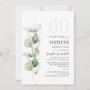 Invitation Eucalyptus Green 60e fête d'anniversaire