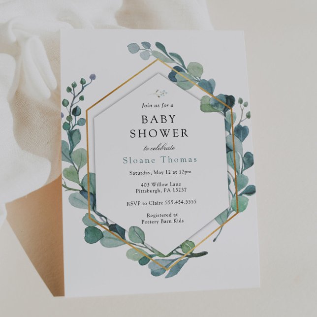 Invitation Eucalyptus Green Baby in Bloom Baby shower (Créateur téléchargé)