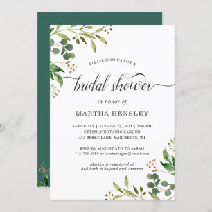 Invitation Eucalyptus Green Feuilles Nature Look Fête de l'ma